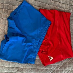 Adidas Women’s lot of  Red and Blue workout Shorts